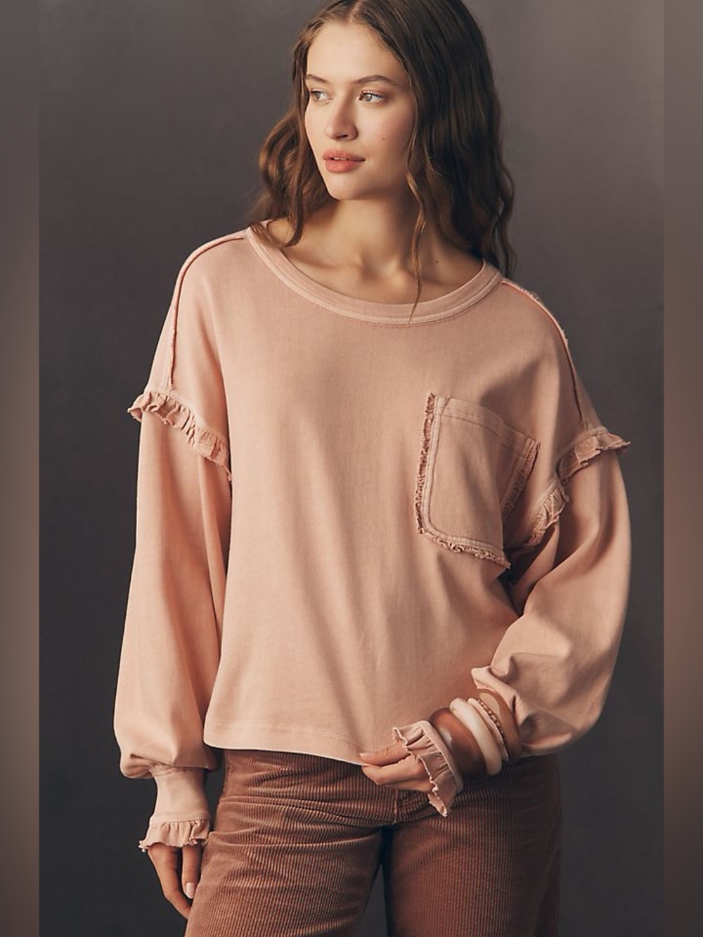 Anthropologie Après Ruffle Cotton Sweater NWT